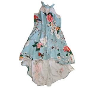 Dress Tells Vintage Style Floral Halter Swing Retro rockabilly Hi Low Dress XL